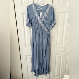 Wren & Ivory High Low Faux Wrap Dress